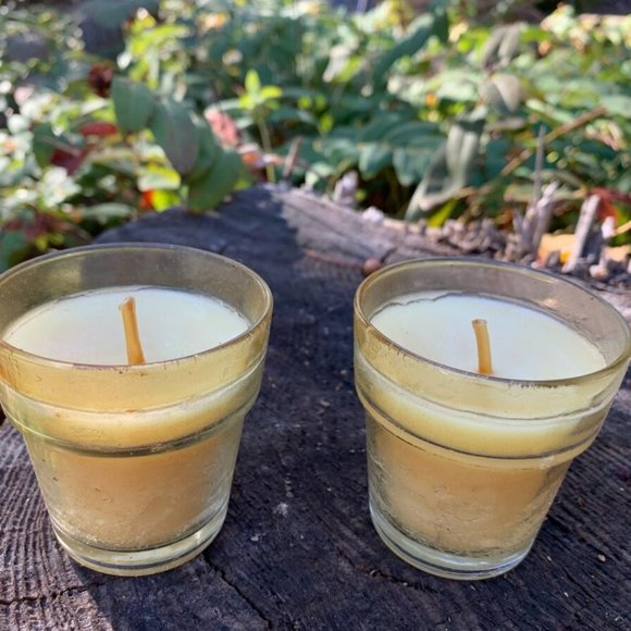 Vintage Two Small Yellow Candles